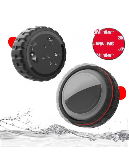 
„Apple AirTag“ dėklas, užsukamas, atsparus vandeniui, lipnus – juodas
