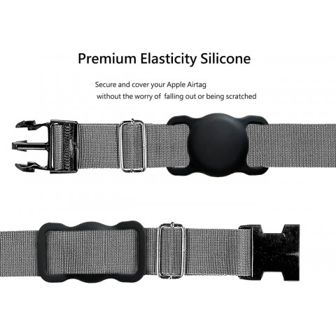 
„Apple AirTag“ silikoninis dėklas šuns ar katės antkakliui – juodas
