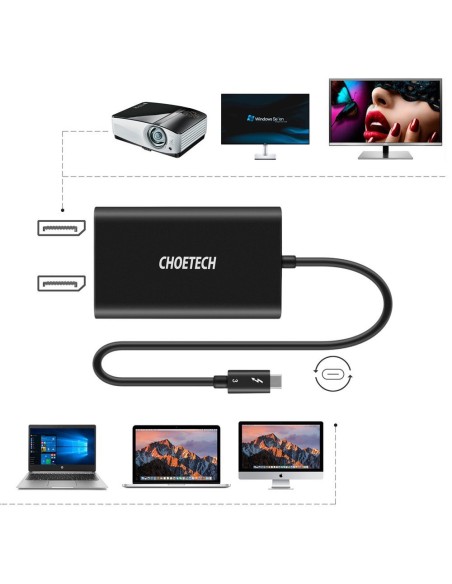 Adapterio skirstytuvas USB Type C Thunderbolt 3 juodas Adapterio skirstytuvas USB Type C Thunderbolt 3 juodas