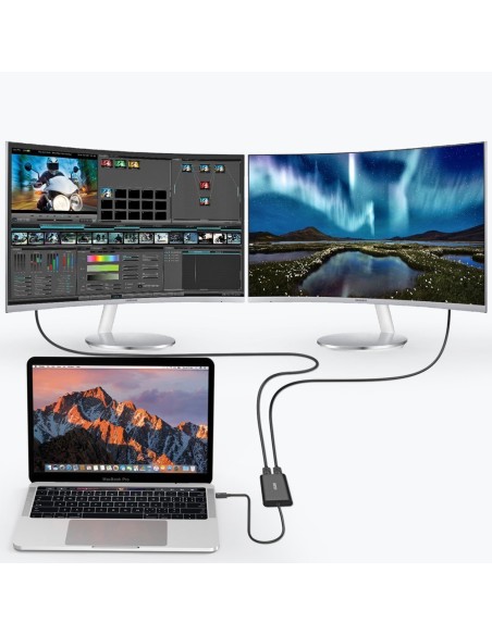 Adapterio skirstytuvas USB Type C Thunderbolt 3 juodas Adapterio skirstytuvas USB Type C Thunderbolt 3 juodas