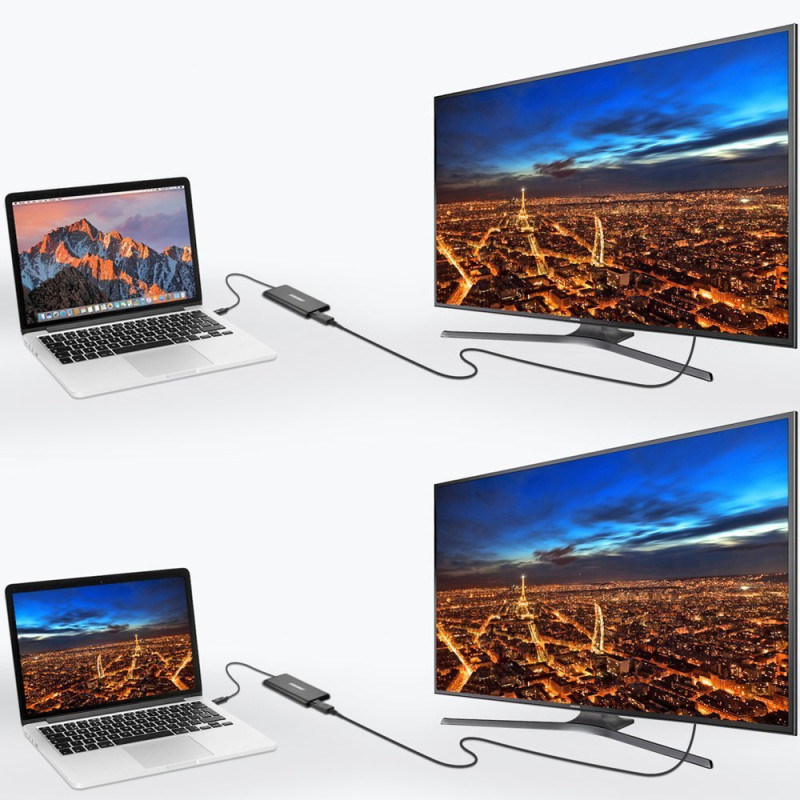 Adapterio skirstytuvas USB Type C Thunderbolt 3 juodas