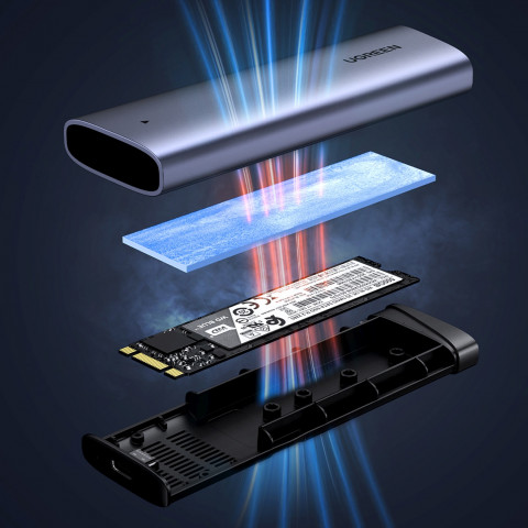 
M.2 NVMe PCIe SSD korpusas - sidabrinis
