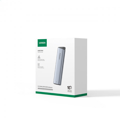 
M.2 NVMe/ SATA SSD korpusas - sidabrinis
