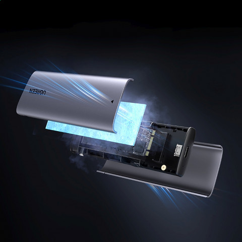 
M.2 NVMe/ SATA SSD korpusas - sidabrinis
