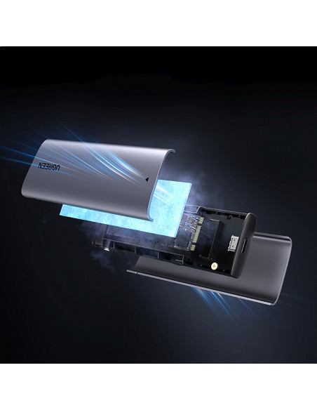 
M.2 NVMe/ SATA SSD korpusas - sidabrinis
