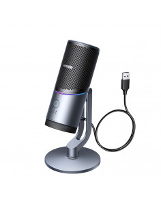 
USB-A RGB LED stalo stovas mikrofonui - sidabrinis
