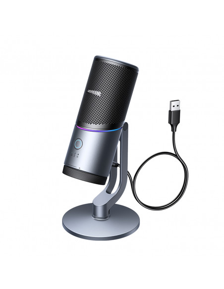 
USB-A RGB LED stalo stovas mikrofonui - sidabrinis
