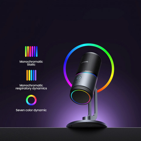 
USB-A RGB LED stalo stovas mikrofonui - sidabrinis
