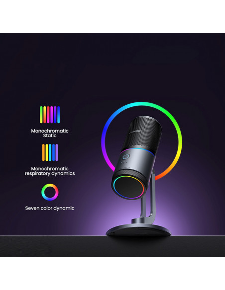 
USB-A RGB LED stalo stovas mikrofonui - sidabrinis
