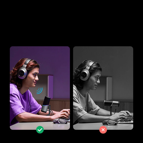 
USB-A RGB LED stalo stovas mikrofonui - sidabrinis
