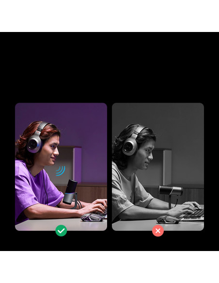 
USB-A RGB LED stalo stovas mikrofonui - sidabrinis
