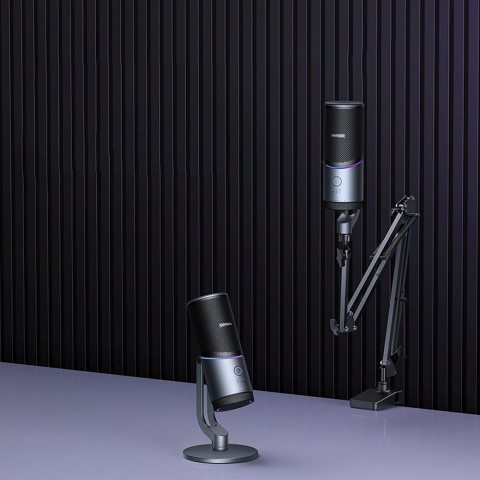 
USB-A RGB LED stalo stovas mikrofonui - sidabrinis
