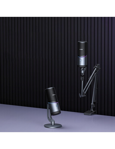 
USB-A RGB LED stalo stovas mikrofonui - sidabrinis
