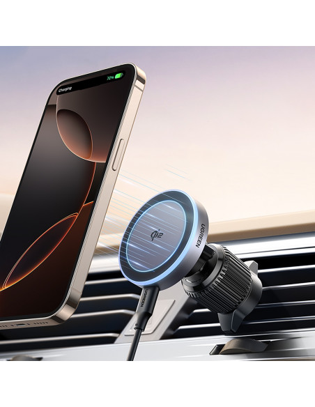 
„MagSafe Qi2“ belaidis automobilinis įkroviklio laikiklis – juodas
