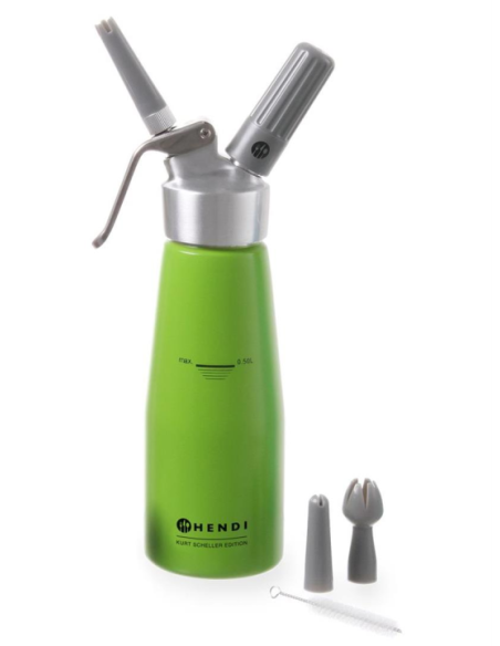 Plaktos grietinėlės sifonas Kurt Scheller Green 0,5 L - Hendi 975879 Plaktos grietinėlės sifonas Kurt Scheller Green 0,5 L - Hendi 975879