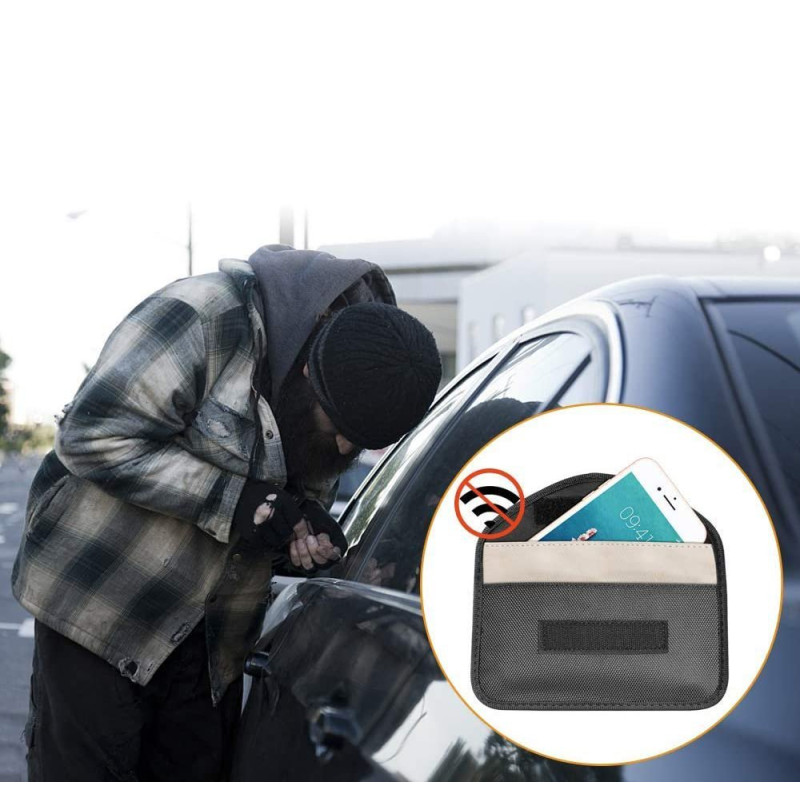 Apsaugos nuo vagystės dėklas automobilio raktams Faraday narvas 20x11cm juodas