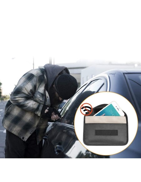 Apsaugos nuo vagystės dėklas automobilio raktams Faraday narvas 20x11cm juodas Apsaugos nuo vagystės dėklas automobilio raktams Faraday narvas 20x11cm juodas