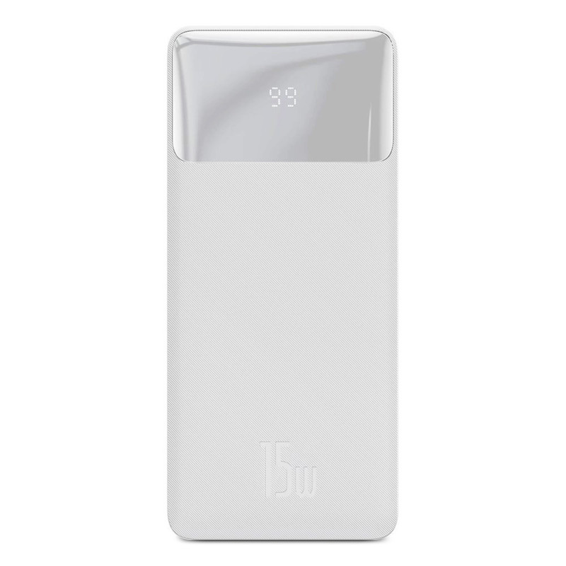 Powerbank 30000mAh 2xUSB USB-C microUSB 15W balta