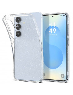 
„Samsung Galaxy S25+“ skystųjų kristalų dėklas – blizgučiais permatomas
