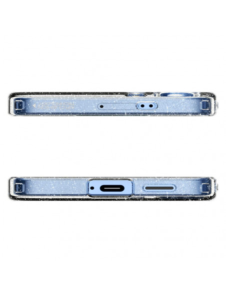 
„Samsung Galaxy S25+“ skystųjų kristalų dėklas – blizgučiais permatomas
