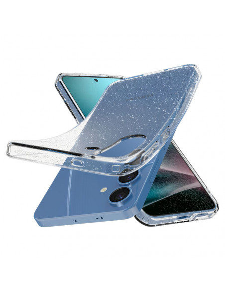 
„Samsung Galaxy S25+“ skystųjų kristalų dėklas – blizgučiais permatomas
