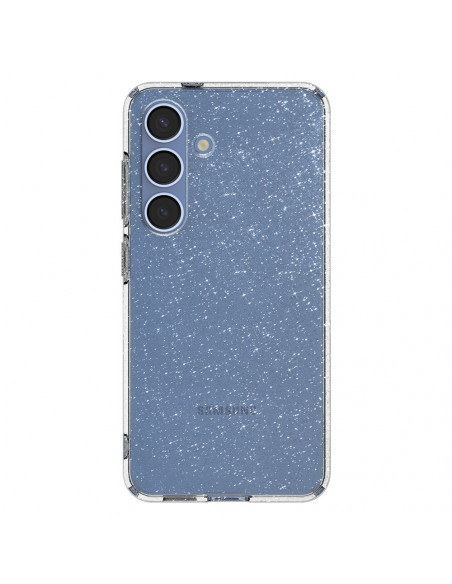 
„Samsung Galaxy S25“ skystųjų kristalų dėklas – blizgučiais permatomas
