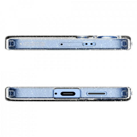 
„Samsung Galaxy S25“ skystųjų kristalų dėklas – blizgučiais permatomas
