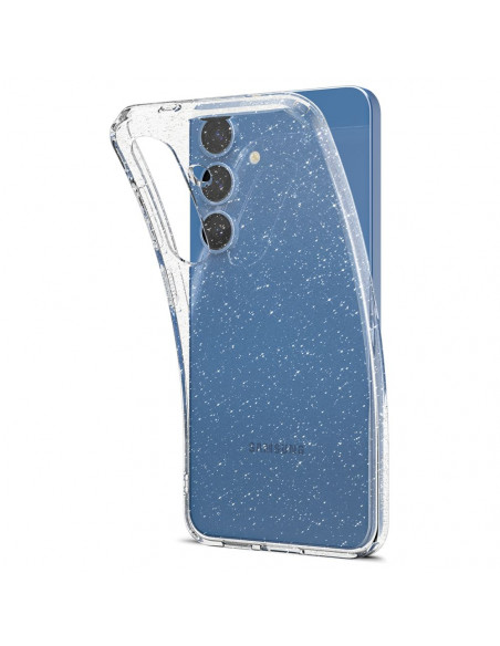 
„Samsung Galaxy S25“ skystųjų kristalų dėklas – blizgučiais permatomas
