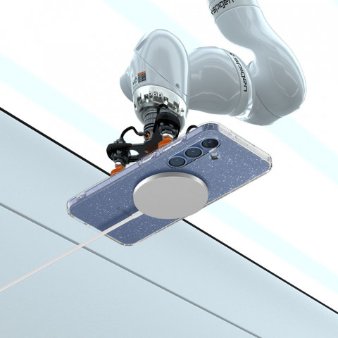 
„Samsung Galaxy S25“ skystųjų kristalų dėklas – blizgučiais permatomas
