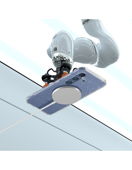 
„Samsung Galaxy S25“ skystųjų kristalų dėklas – blizgučiais permatomas
