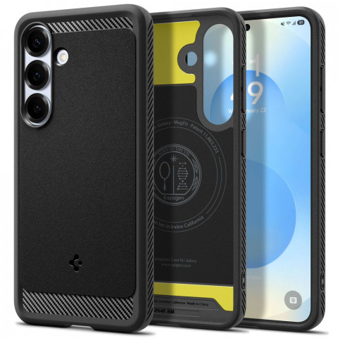 
„Samsung Galaxy S25 Rugged Armor MagSafe“ dėklas – matinės juodos spalvos
