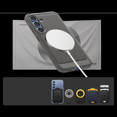 
„Samsung Galaxy S25 Rugged Armor MagSafe“ dėklas – pilkas
