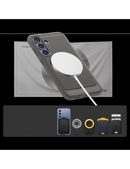 
„Samsung Galaxy S25 Rugged Armor MagSafe“ dėklas – pilkas

