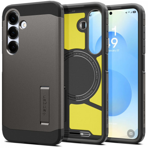 
„Samsung Galaxy S25“ dėklas su tvirtu „Tough Armor MagSafe“ stovu – pilkas
