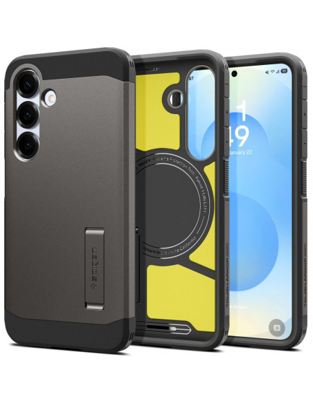 
„Samsung Galaxy S25“ dėklas su tvirtu „Tough Armor MagSafe“ stovu – pilkas
