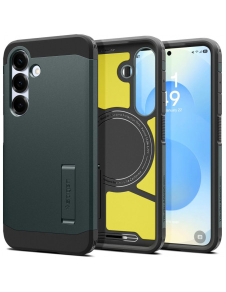 
„Samsung Galaxy S25“ dėklas su tvirtu „Tough Armor MagSafe“ stovu – žalias
