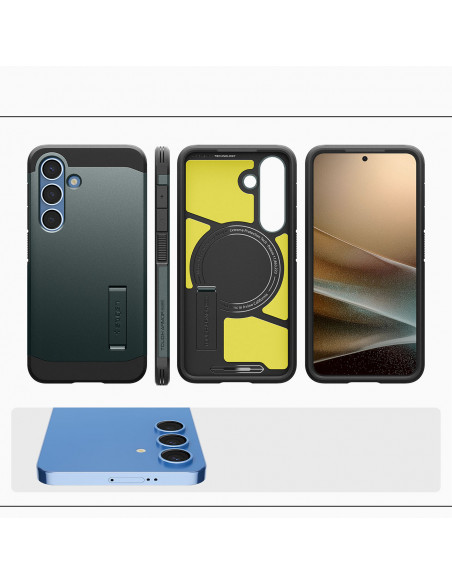 
„Samsung Galaxy S25“ dėklas su tvirtu „Tough Armor MagSafe“ stovu – žalias
