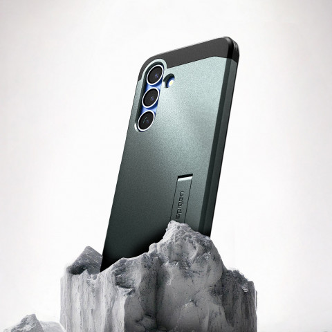 
„Samsung Galaxy S25“ dėklas su tvirtu „Tough Armor MagSafe“ stovu – žalias
