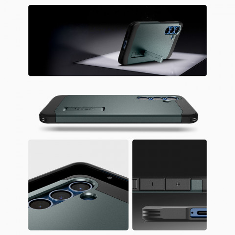 
„Samsung Galaxy S25“ dėklas su tvirtu „Tough Armor MagSafe“ stovu – žalias
