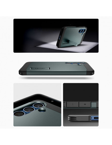 
„Samsung Galaxy S25“ dėklas su tvirtu „Tough Armor MagSafe“ stovu – žalias
