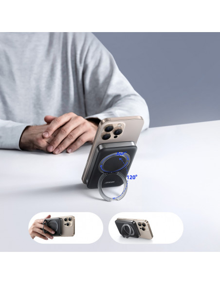 
Išorinė baterija 10000mAh 22.5W Qi2 JR-PBM12 MagSafe su stovu - juoda
