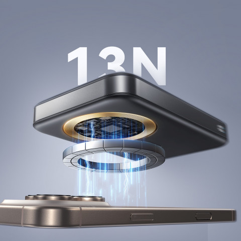 
Išorinė baterija 10000mAh 22.5W Qi2 JR-PBM12 MagSafe su stovu - juoda
