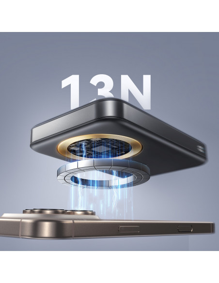 
Išorinė baterija 10000mAh 22.5W Qi2 JR-PBM12 MagSafe su stovu - juoda
