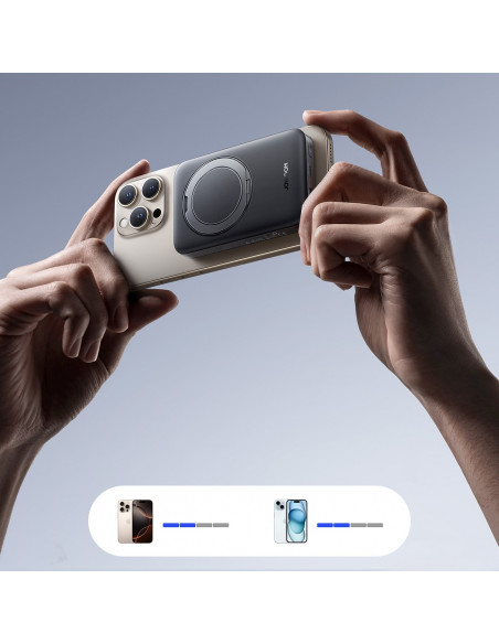 
Išorinė baterija 10000mAh 22.5W Qi2 JR-PBM12 MagSafe su stovu - juoda
