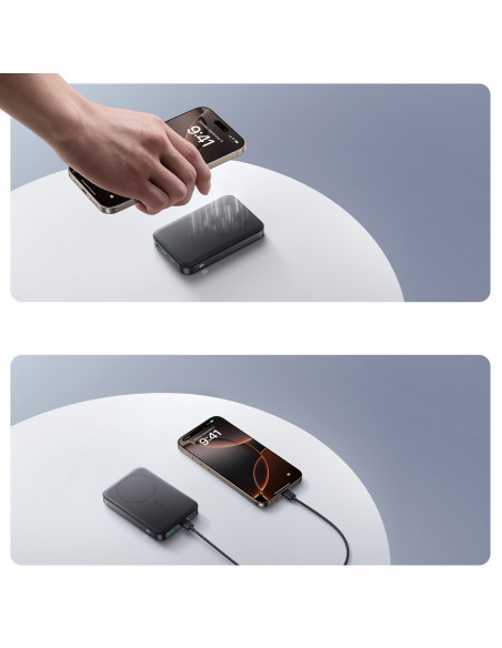 
Išorinė baterija 10000mAh 22.5W Qi2 JR-PBM12 MagSafe su stovu - juoda
