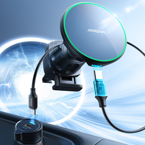 
Automobilinis laikiklis su Qi2 15W telefono įkrovikliu, skirtas oro išleidimo angai - juodas
