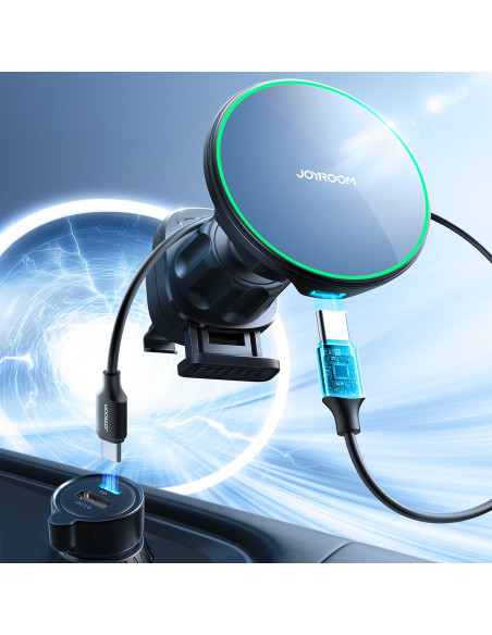 
Automobilinis laikiklis su Qi2 15W telefono įkrovikliu, skirtas oro išleidimo angai - juodas
