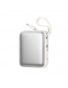 
10000mAh 22,5W išorinė baterija su integruotu USB-C „Lightning“ laidu – balta
