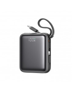 
10000mAh 22,5W išorinė baterija su integruotu USB-C „Lightning“ laidu – juoda
