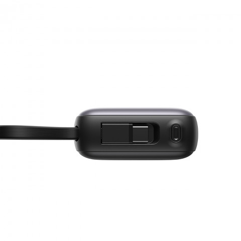 
10000mAh 22,5W išorinė baterija su integruotu USB-C „Lightning“ laidu – juoda
